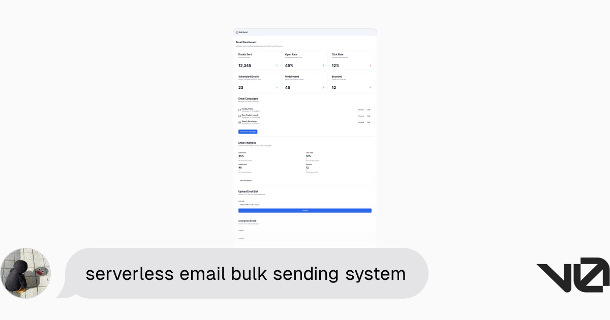 serverless email bulk sending system | A shadcn/ui and v0 generation - v0