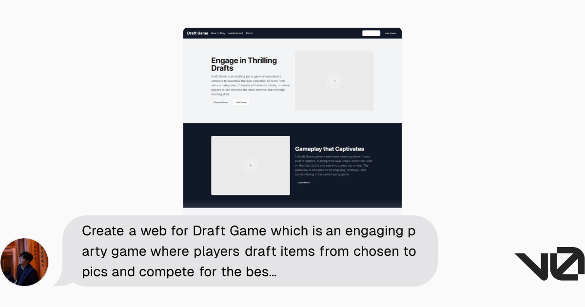 Create a web for Draft Game which is an engaging party game where ...