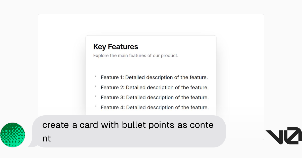create a card with bullet points as content | A shadcn/ui and v0 ...
