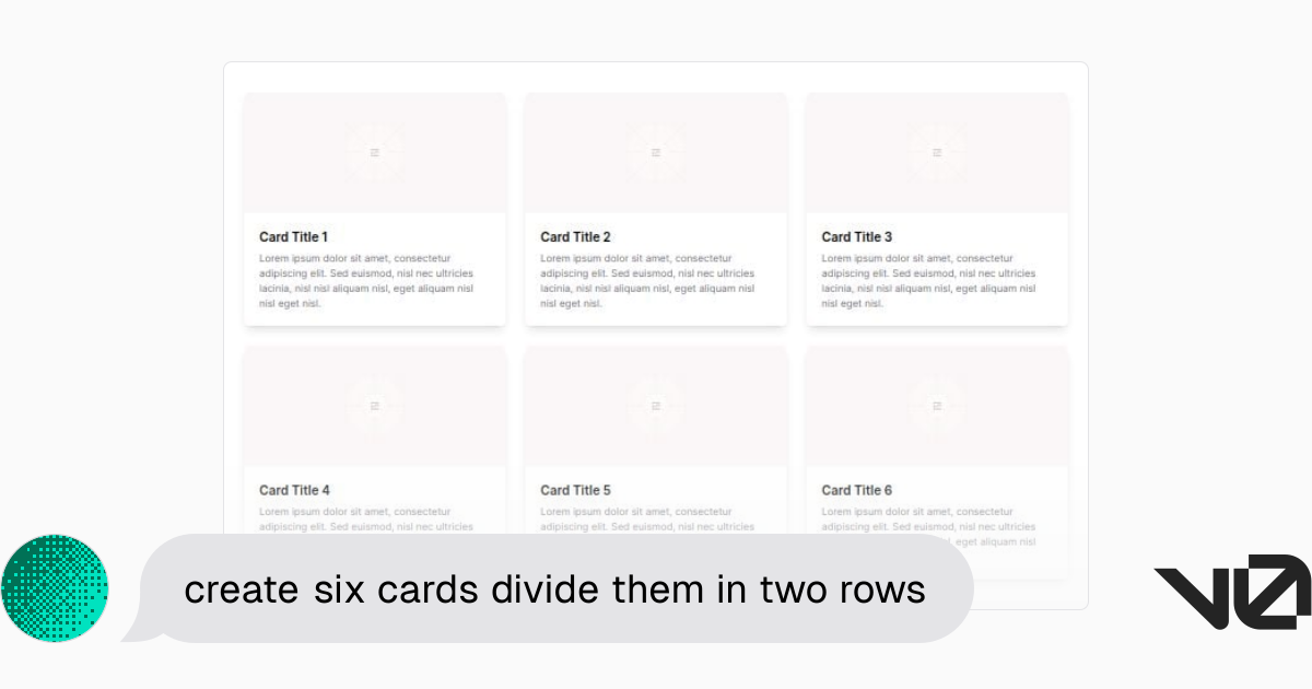 create six cards divide them in two rows | A shadcn/ui and v0 ...