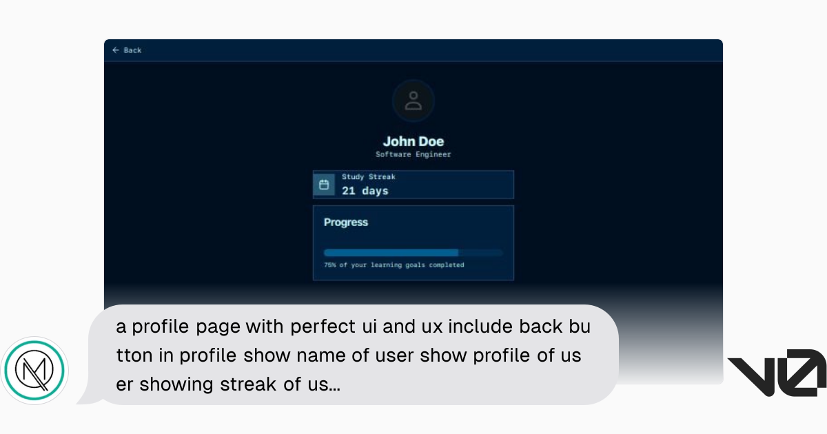a profile page with perfect ui and ux include back button in profile ...