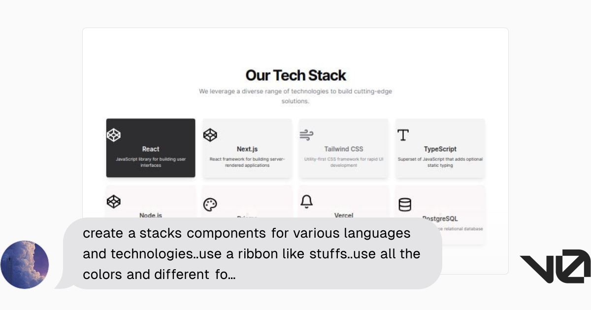create a stacks components for various languages and technologies..use ...