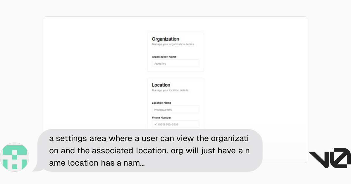 a settings area where a user can view the organization and the ...