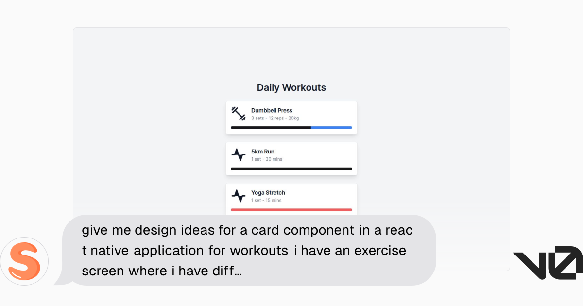 give me design ideas for a card component in a react native application ...