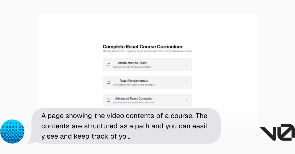 A page showing the video contents of a course. The contents are ...