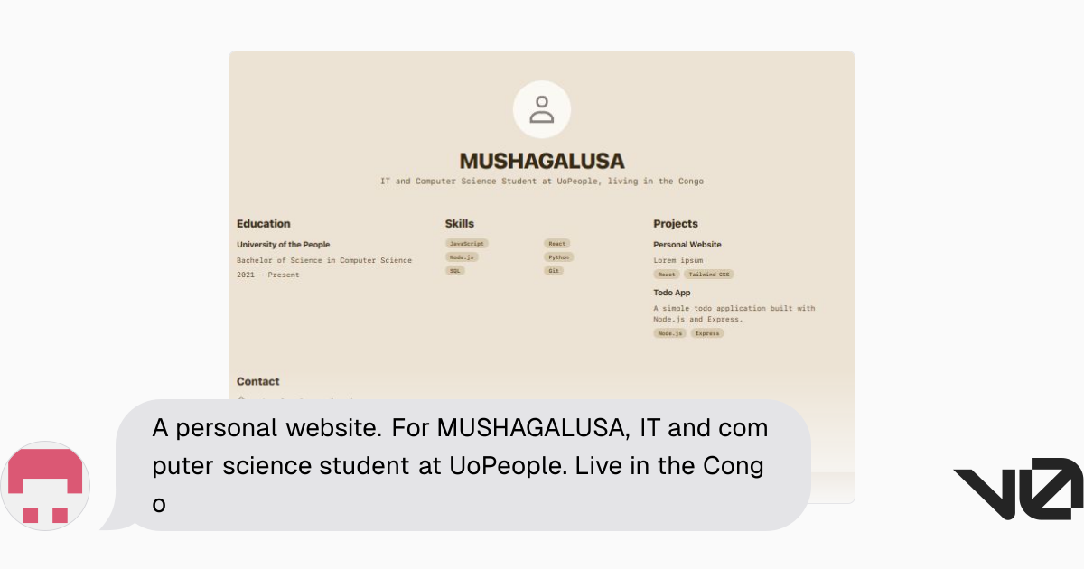 A personal website. For MUSHAGALUSA, IT and computer science student at ...